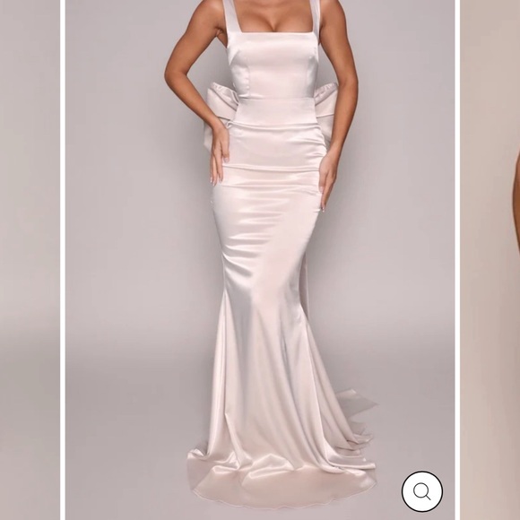 Moda Glam Boutique ANGELINA OVERSIZED BOW GOWN- CHAMPAGNE - Picture 3 of 9